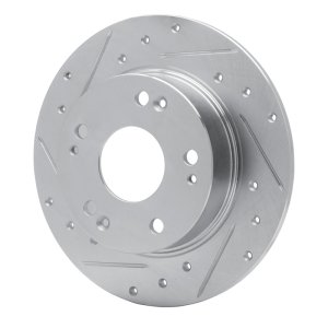 Acura TSX Brake Rotor (1) - Rear Left - R1 Concepts - Drilled & Slotted - Silver - `03-`08